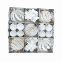 SLYNSHome 27Pcs Velvet Christmas Tree Ornaments,Shatterproof Christmas Balls for Xmas Trees Decorations Holiday Party Decor - White