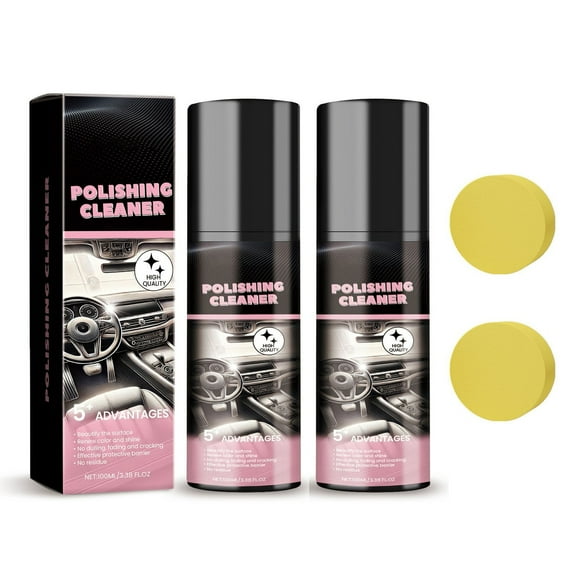 SLYNSHome 2Pcs Automotive Polishing Cleaner,Car Interior Detail Polishing Cleaner with Spong Multi-Purpose Car Cleaner