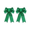 thumbnail image 1 of SLYNSHome 2Pcs Glitter Bows for Christmas Tree Topper Ornaments,Wreath Bowknot Decoration for Party Supplies - Green, 1 of 7