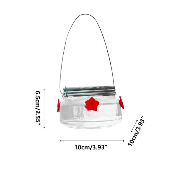 SLYNSHome 2Pcs Hanging Hummingbird Feeders for Outdoors,Glass Bird Feeder Mason Jar with 4 Flower Feeding Ports Easy to Clean and Refill for Garden Yard Decor