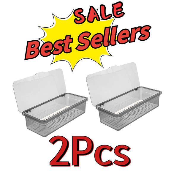 SLYNSHome 2Pcs Silverware Organizer with Lid,Covered Utensil Tray for Kitchen Cutlery and Flatware Storage Box Silverware Holder Case,Gray