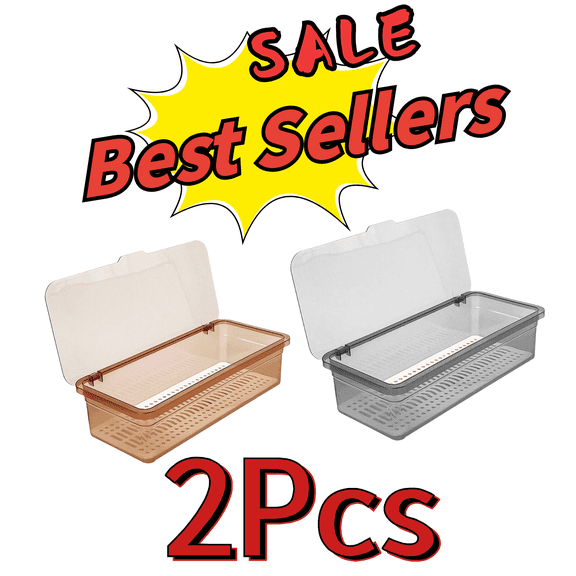 SLYNSHome 2Pcs Silverware Organizer with Lid,Covered Utensil Tray for Kitchen Cutlery and Flatware Storage Box Silverware Holder Case