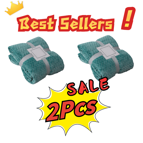 SLYNSHome 2Pcs Throw Blanket for Couch Green Soft Fuzzy Fleece Blanket Cozy and Comfy Fluffy Blanket for Bed Sofa