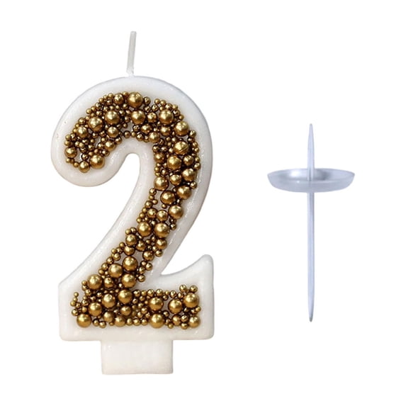 SLYNSHome 2th Birthday Candle for Cake Colorful Numeral Candles for Birthday Party Cake Decorations, Golden Cake Topper (Number 2)