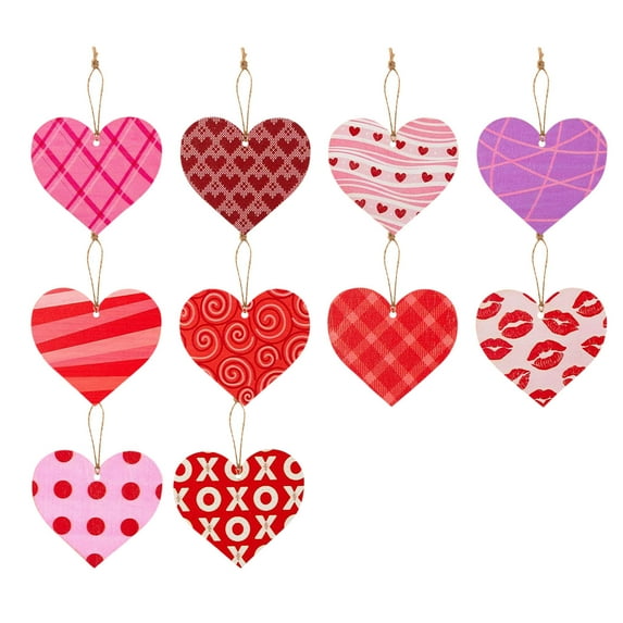 SLYNSHome 30Pcs Wooden Hearts Ornaments for Crafts Valentine's Day Decoration,Hearts Ornaments with Rope for Wedding Party Xmas Tree Decor