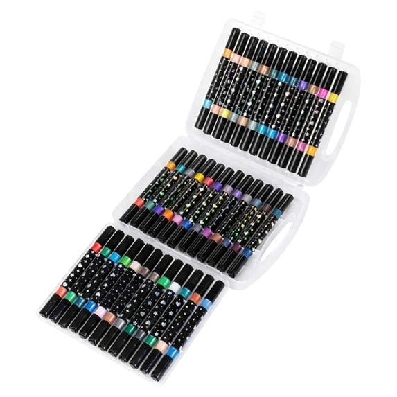 SLYNSHome 36Pcs Markers Pen Glitter Dual-Tip Paint Pens for Rock, Ceramic, Wood, Fabric, & More