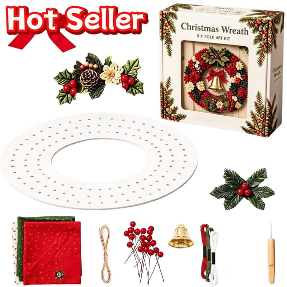 SLYNSHome 3D Fabric Christmas Wreath Making Kit, Holiday Handmade Craft ...