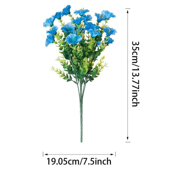 SLYNSHome 3Pcs Fake Morning Glory Plants,Artificial Flowers Bouquets Faux Flower Bunches for Planter Front Door Garden Porch Patio Yard - Blue