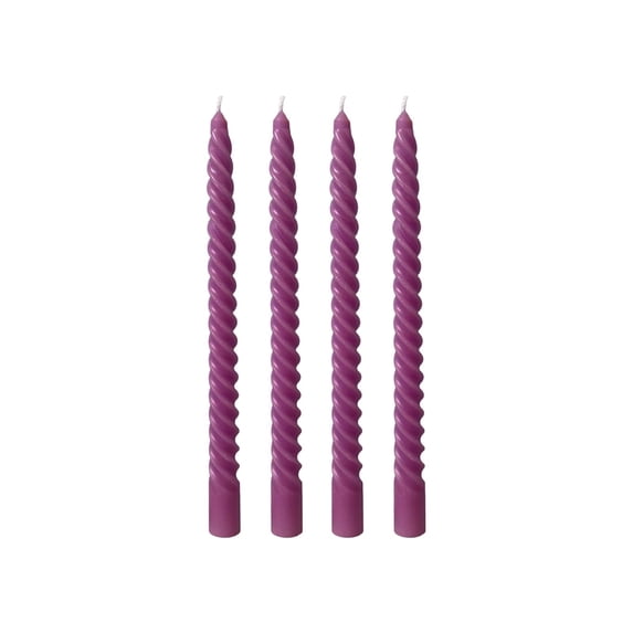 SLYNSHome 4 Pack Twisted Taper Candles, Unscented Long Thread Candlesticks,Purple Decorative Spiral Candles For Wedding Banquet Dinner Table Holiday Indoor Home Decor