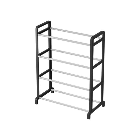 SLYNSHome 4 Tier Shoe Rack Organizer Plastic Shoe Storage for Bedroom Closet Entryway Easy Assembly No Tools Needed - Black