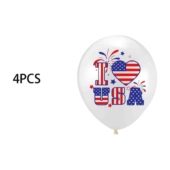 SLYNSHome 4Pcs Balloons 250th Anniversary Party Supplies Patriotic Printing Balloons 4th of July Decorations Independence Day Party Decor - White