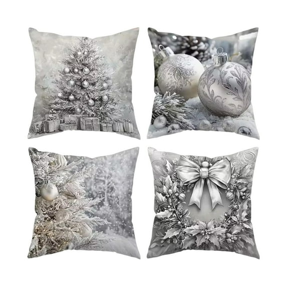 SLYNSHome 4Pcs Christmas Decorations Throw Pillow Covers,Holiday Pillow Case for Couch Sofa Cushion Case for Indoor Outdoor Decor