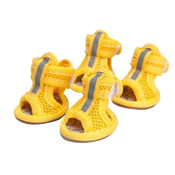 SLYNSHome 4Pcs Dog Shoes,Medium Large Dog Boots & Paw Protectors,Mesh Breathable Nonslip Dog Booties for Walking Running Hiking - Yellow - XXL