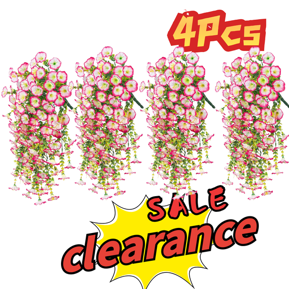 SLYNSHome 4Pcs Fake Hanging Plants Artificial Flowers for Indoor Outdoor Pink Faux Silk Flower Plants Spring Summer Decoration for Home Garden