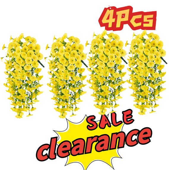 SLYNSHome 4Pcs Fake Hanging Plants Artificial Flowers for Indoor Outdoor Yellow Faux Silk Flower Plants Spring Summer Decoration for Home Garden