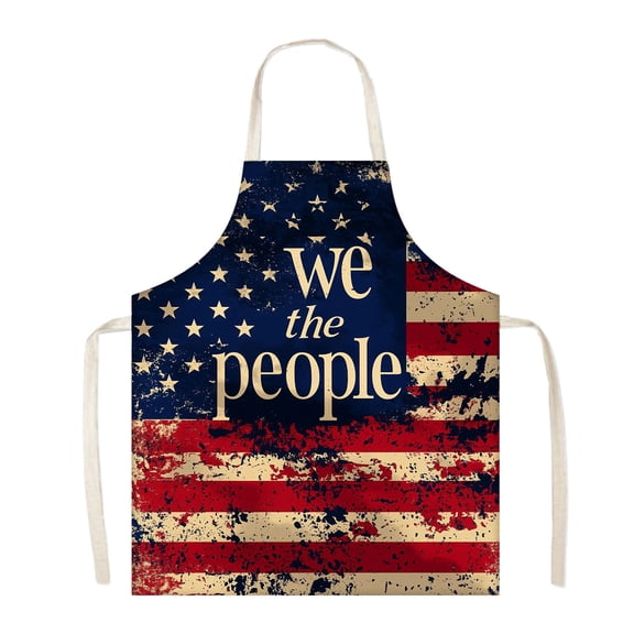 SLYNSHome 4th of July Decor Patriotic Aprons American Flag Stars and Stripes Red White Blue Cooking Apron for Dinner Baking BBQ Grilling Supplies 250th Anniversary