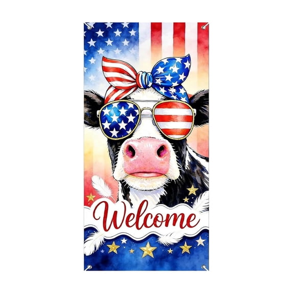 SLYNSHome 4th of July Door Cover 250th Anniversary Patriotic American Flag Hanging Cloth Background Banner For Independence Day Front Door Home Party Decoration