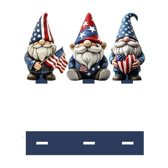 SLYNSHome 4th of July Patriotic Decorations for Home,Wooden American Sign Independence Day Tiered Tray Ornament Red White Blue Gnomes for Home Farmhouse Table