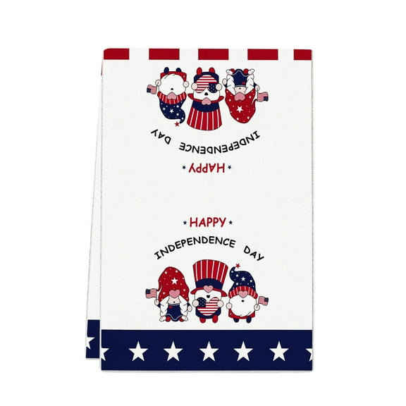 SLYNSHome 4th of July Patriotic Kitchen Towels Memorial Day Hand Dishtowels Decorative Red White and Blue Gnome USA Tea Towels for Bathroom Independence Day Decor