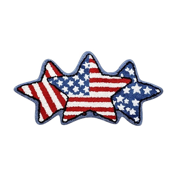 SLYNSHome 4th of July Star Bath Mat 250th Anniversary Patriotic Bathroom Rug American Flag Stars and Stripes Welcome Doormat Water Absorbent Carpet for Indoor Outdoor Decor