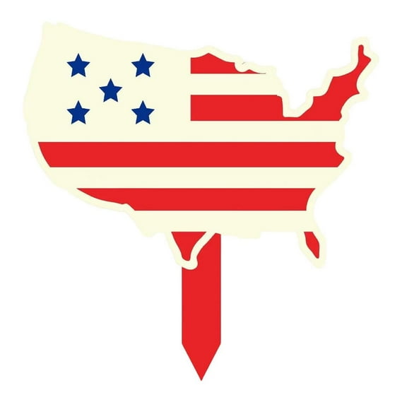 SLYNSHome 4th of July Yard Sign Decorative Patriotic American Flag Red White Blue Ground Insert Sign Independence Day Yard Sign for Holiday Garden Decor