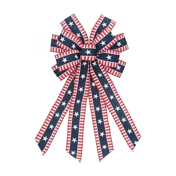 SLYNSHome 4th of July Bow Wreath Decor,Red White Blue Stripe Stars Tree Topper Bows for Patriotic Independence Day Memorial Day Indoor Outdoor Decor