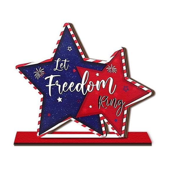 SLYNSHome 4th of July Decorations USA Flag Star Wooden Patriotic Table Sign 250th Anniversary Retro Wood Block for Independence Day Home Party Decor
