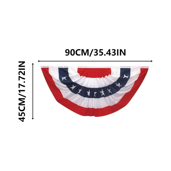 SLYNSHome 4th of July USA Pleated Fan Banner Independence Day Patriotic Half Fan Flag for Memorial Day Indoor Outdoor Decoration - White