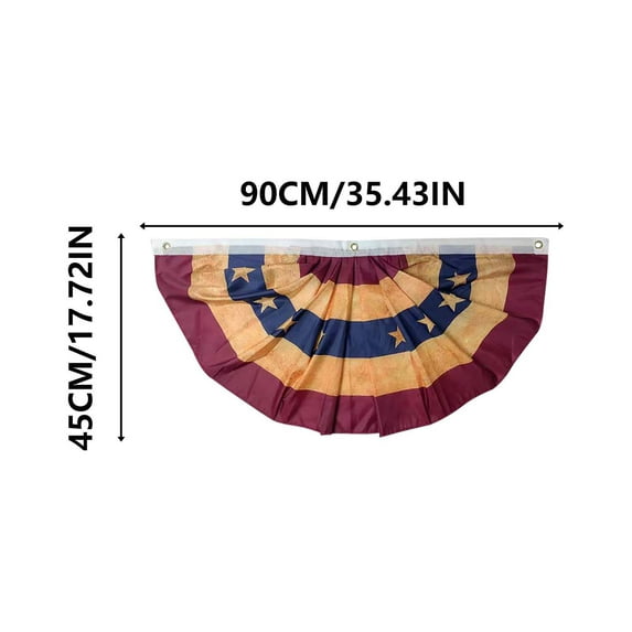 SLYNSHome 4th of July USA Pleated Fan Banner Independence Day Patriotic Half Fan Flag for Memorial Day Indoor Outdoor Decoration - Yellow
