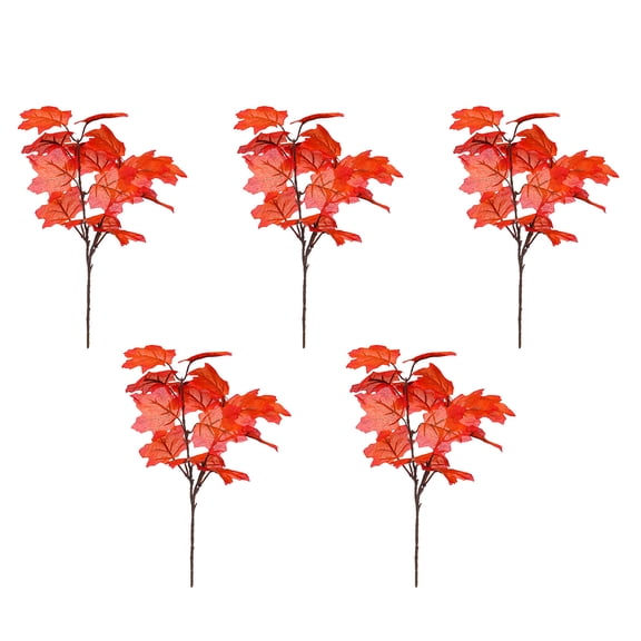 SLYNSHome 5 Pcs Artificial Maple Leaves Bouquet Faux Fall Autumn Leaf Bunches for Thanksgiving Table Centerpieces Decoration