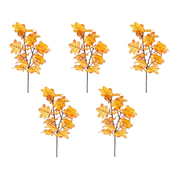 SLYNSHome 5 Pcs Fake Maple Leaves Branches Faux Fall Artificial Autumn Leaf for Thanksgiving Table Centerpieces Decoration