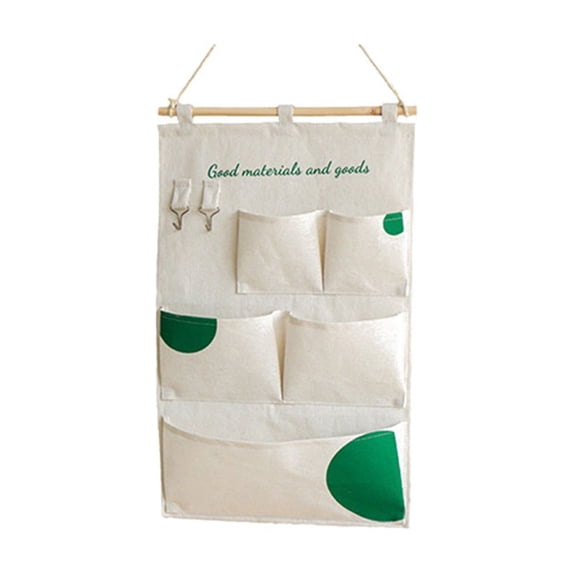 SLYNSHome 5 Pocket Wall Hanging Organizer,Green Fabric Foldable Wall Mount Storage Bag For Bedroom, Bathroom, Kitchen And Door Sundry Storage