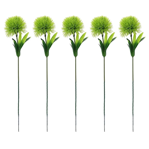 SLYNSHome 5Pcs Dandelion Artificial Flowers Plants Green Plastic Flower for Home Decoration/Wedding Decor