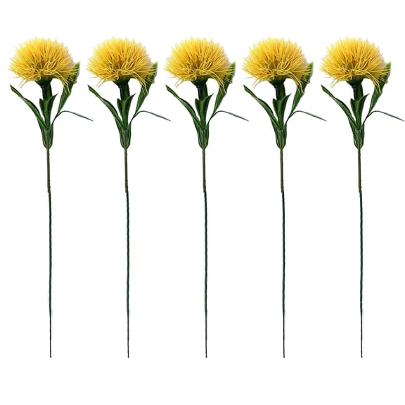 SLYNSHome 5Pcs Dandelion Artificial Flowers Plants Yellow Plastic Flower for Home Decoration/Wedding Decor