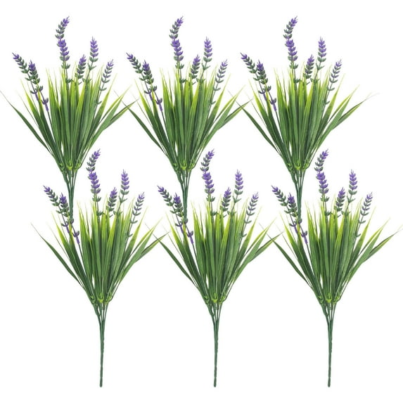 SLYNSHome 6Pcs Artificial Flowers Lavender Bundle Fake Plants Wedding Bouquet for Indoor Outdoor Home Table Centerpieces Arrangements Decor - Purple
