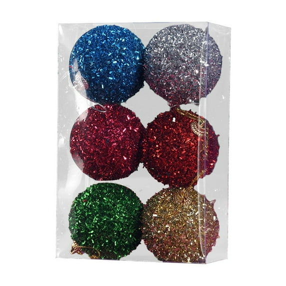 SLYNSHome 6Pcs Christmas Ball Ornaments,Shatterproof Glitter Hanging Xmas Balls Decorations for Xmas Tree Holiday Party Home Decor - Multicolor