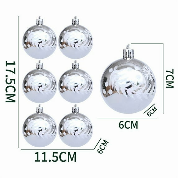 SLYNSHome 6Pcs Christmas Ball Ornaments Vintage Christmas Tree Decorations,2.36 Inch Hanging Xmas Balls for Trees Holiday Party Garland DIY Craft Supplies - Silver