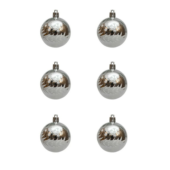 SLYNSHome 6Pcs Christmas Balls Ornaments Shatterproof Christmas Tree Hanging Ball Decorations for Xmas Tree Wedding Holiday Party Home Decor - Silver