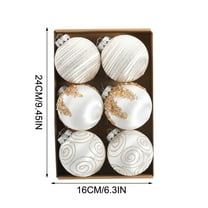 SLYNSHome 6Pcs Christmas Ornaments Satin Christmas Tree Balls Luxury Glitter Hanging Shatterproof Xmas Balls Bulbs for Home Party Holiday Decorations - White