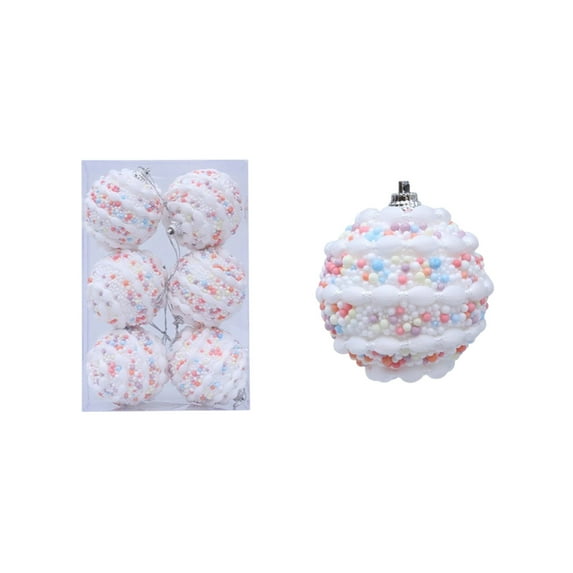 SLYNSHome 6Pcs White Christmas Tree Decorations Balls Hanging Shatterproof Christmas Ornaments Xmas Party Wedding Suppiles - 2.7 inch