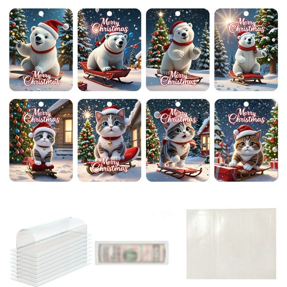 SLYNSHome 8Pcs Christmas Money Holder Cards,Christmas Ornaments for Gifting Cash Holiday Gifting Money Cards Funny Xmas Cash Gift Ideas