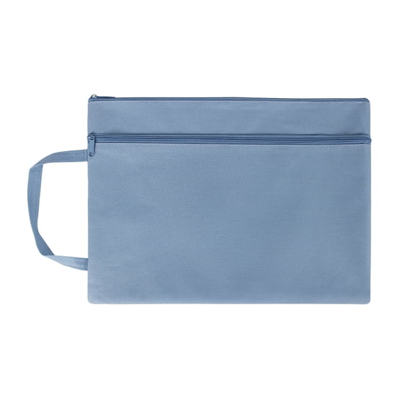 SLYNSHome A4 Zipper Pouch Large Double Pocket Waterproof File Bag with Handle Blue Foldable Document Storage