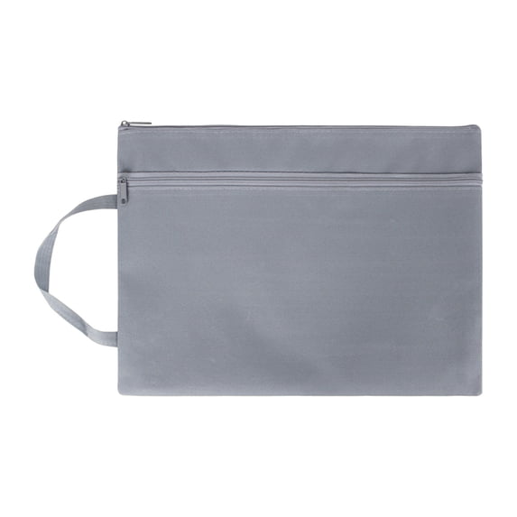 SLYNSHome A4 Zipper Pouch Large Double Pocket Waterproof File Bag with Handle Gray Foldable Document Storage
