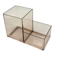 thumbnail image 1 of SLYNSHome Acrylic Pen Holder 2 Compartments Clear Pencil Holder Organizer Makeup Brush Holder Office Organization and Storage - Coffee, 1 of 7