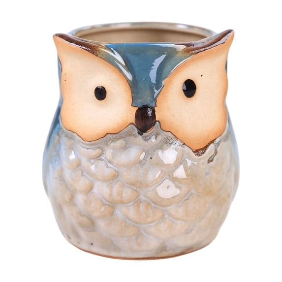 SLYNSHome Adorable Owl Ceramic Plant Pot, Small Succulent Planter, Cute Flower Holder For Home, Garden & Desk Decor