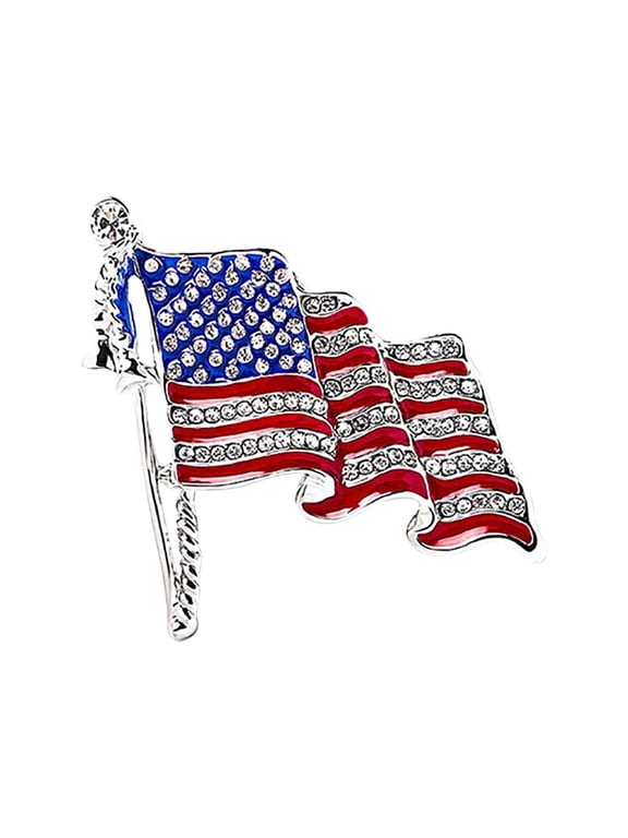 American Flag Lapel Pin Patriotic USA Flag Pin for Men Women - Silver