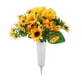 thumbnail image 1 of SLYNSHome Artificial Cemetery Flowers Sunflowers Silk Flower with Stake for Grave Headstone Decoration Graveyard Memorial Flowers, 1 of 7