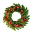 thumbnail image 1 of SLYNSHome Artificial Christmas Wreath Decoration,Christmas Norfolk Pine Wreath with Pine Cones & Red Berry Garland for Holiday Home Party Supply, 1 of 9