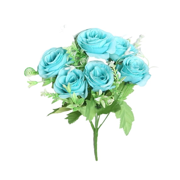 SLYNSHome Artificial Flower Bouquet,Blue Vintage Faux Peony Bouquet Fake Flower for Vase Silk Floral Arrangements for Wedding Table Centerpiece Decoration