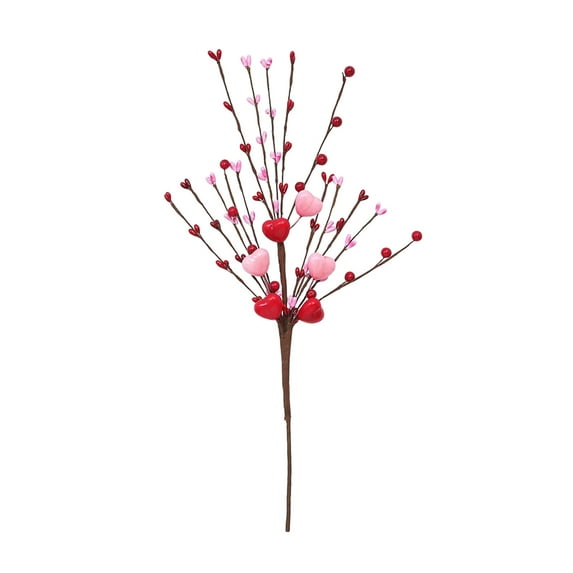 SLYNSHome Artificial Flowers Berry Twig Stem for Valentines Day Decorations,Heart Shaped Berry Picks Fake Flowers Branches for Anniversary Wedding Home Vase Decor